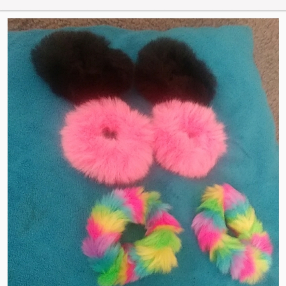 Colorful Furry scrunchies
